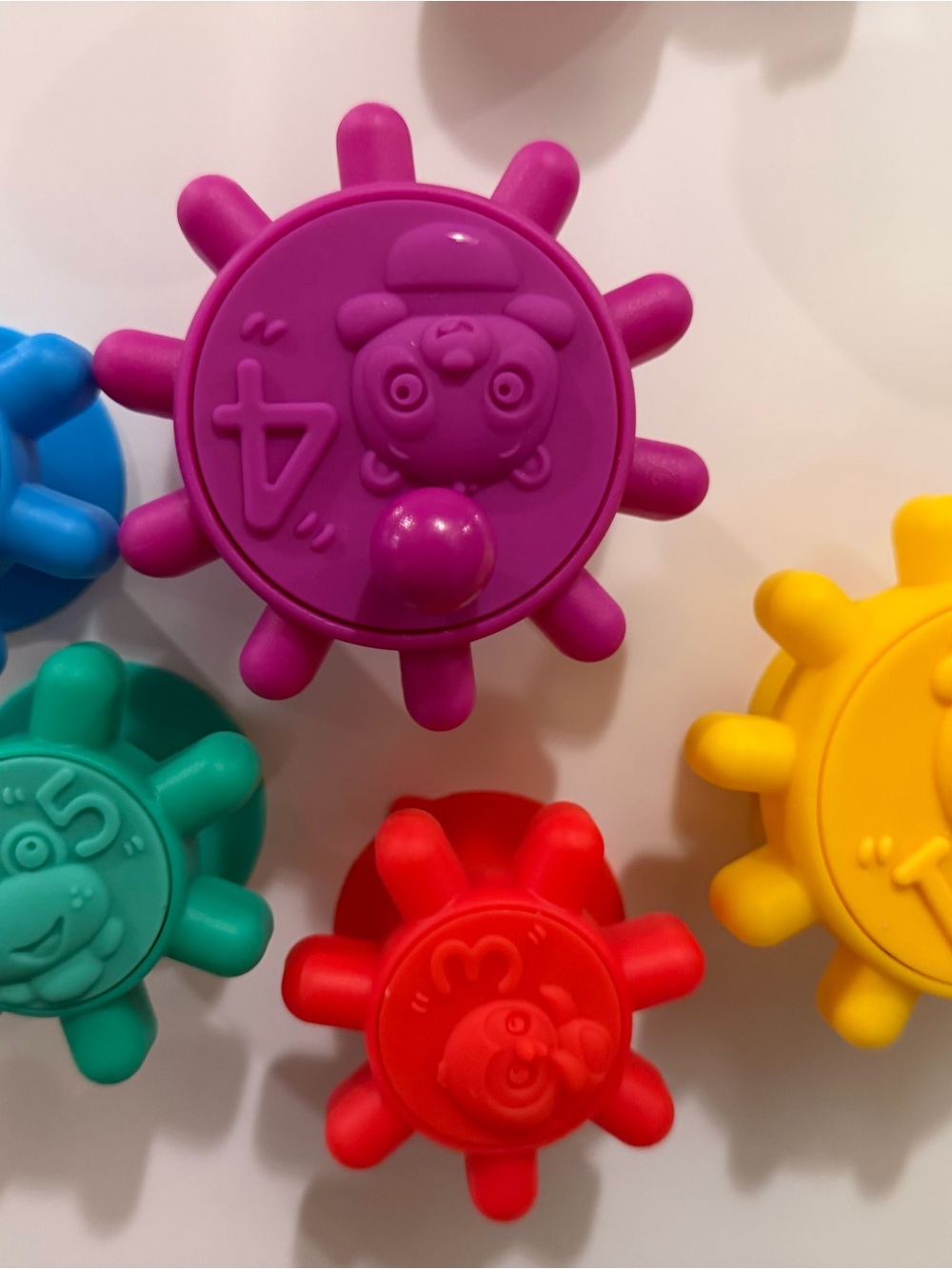 Colorful Numbered Gear Stackers Toy - Purple, Red, Yellow, Green, Blue